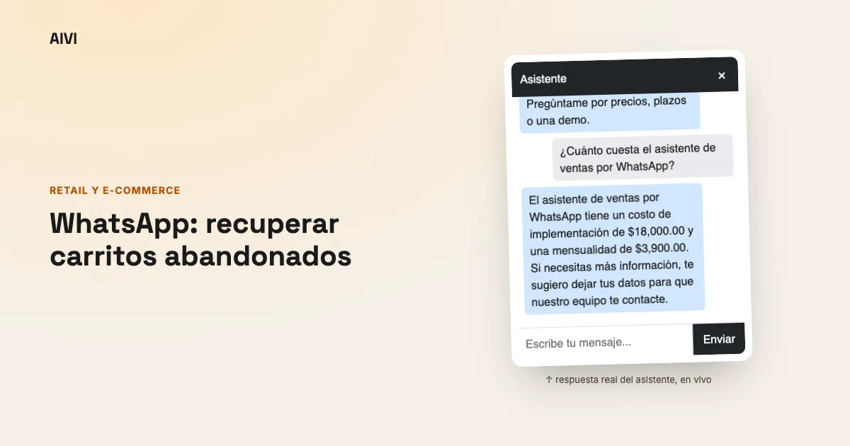 WhatsApp para ecommerce: recuperar carritos abandonados con un asistente de IA